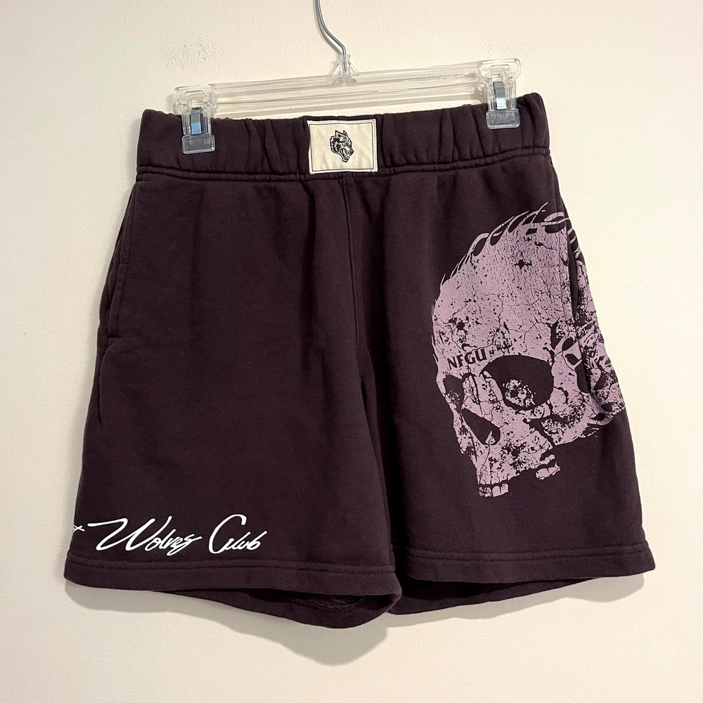 Darc Sport Sweat Shorts Purple Skull NFGU Wolves Club Mens Small